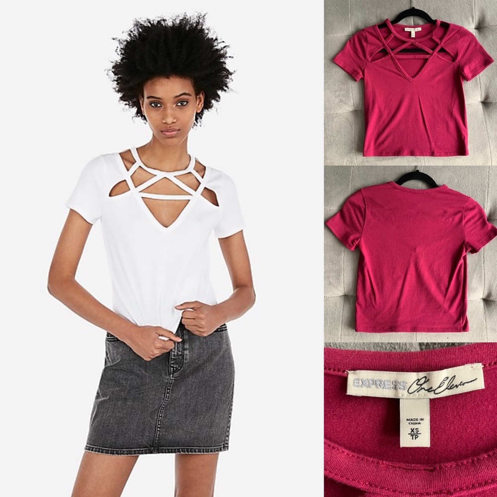 NWOT EXPRESS Strappy Short Sleeve V-Neck Tee
